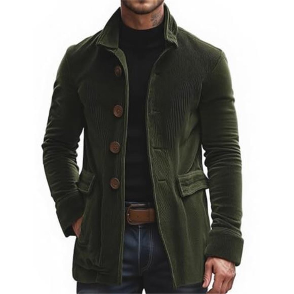 Men's Vintage Corduroy Short Coat Slim Fit Single Breasted Jacket